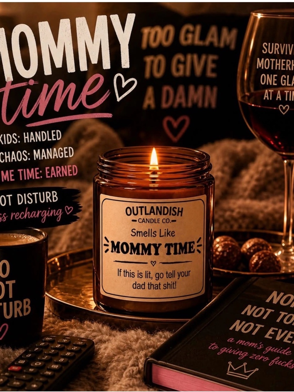 Outlandish Candle Co. "Mommy Time" Scented Candle - Amber Glass